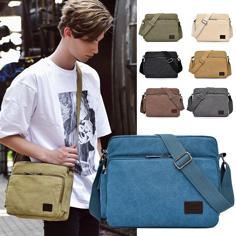 Mens Canvas Messengers Shoulder School Bags Casual Vintage Handbags Satchel