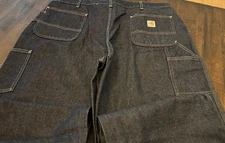 NWT - Mens CARHARTT Dark Blue Denim Flame Resistant UTILITY Jeans (44 x 36)