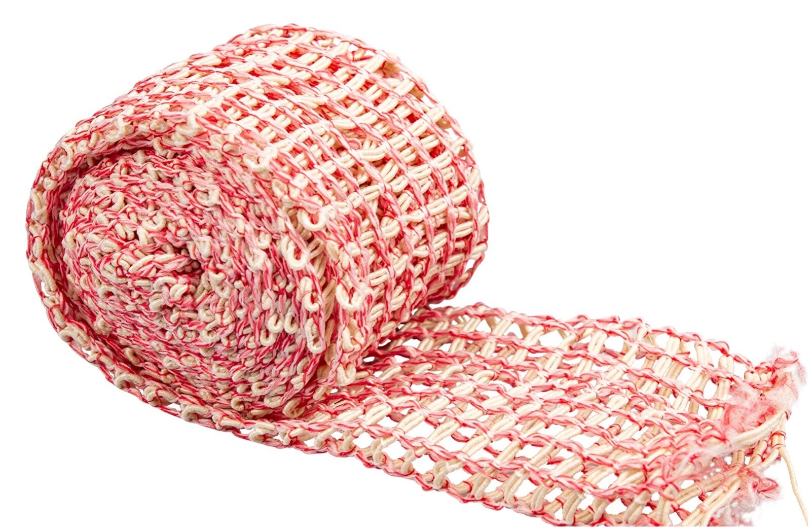 Elastic Red/Cream Meat Netting Butcher 18 cm x 3 m – For Smoking Roasting Drying