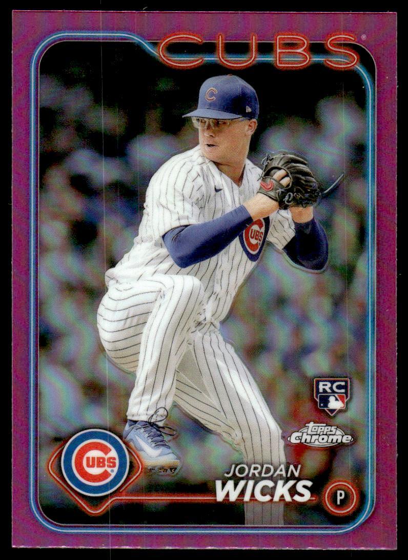 2024 Topps Chrome 67 Jordan Wicks Chicago Cubs RC Baseball Card Pink Refractor