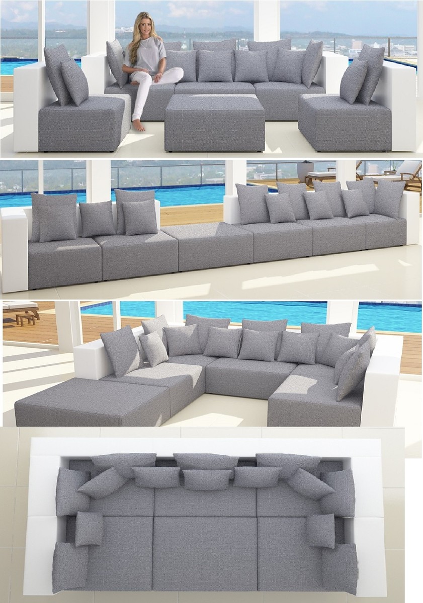 Vienna International Furniture – Modulares 6tlg. Sofa HOLLYWOOD, Samt, U-Form, Mit 14 Kissen