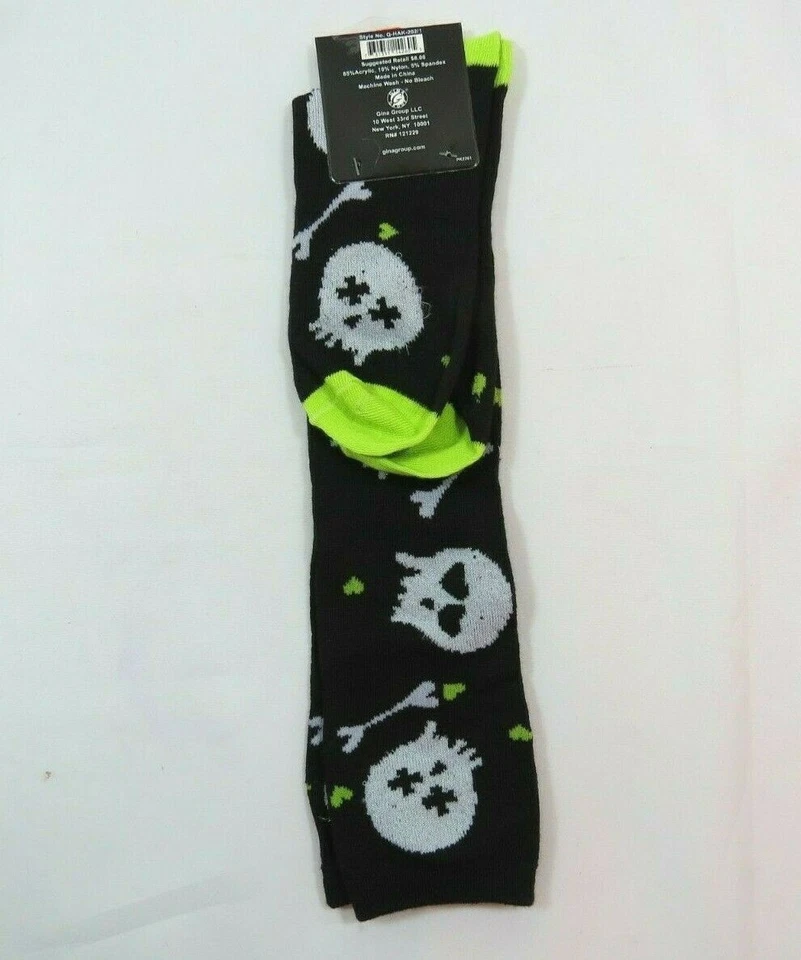 3PK Mujer Negro Blanco Calaveras Manos Ojos Rodilla Calcetines Talla 9-11 Halloween A Foto 4 de 4