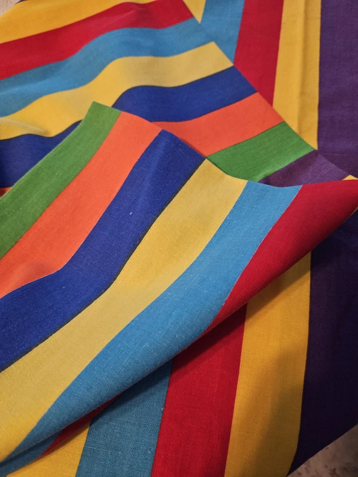 LOOK READ Vintage Concord Fabrics Rainbow Stripe Cotton Fabric 44" X 2.5 Yard - Image 2 of 4