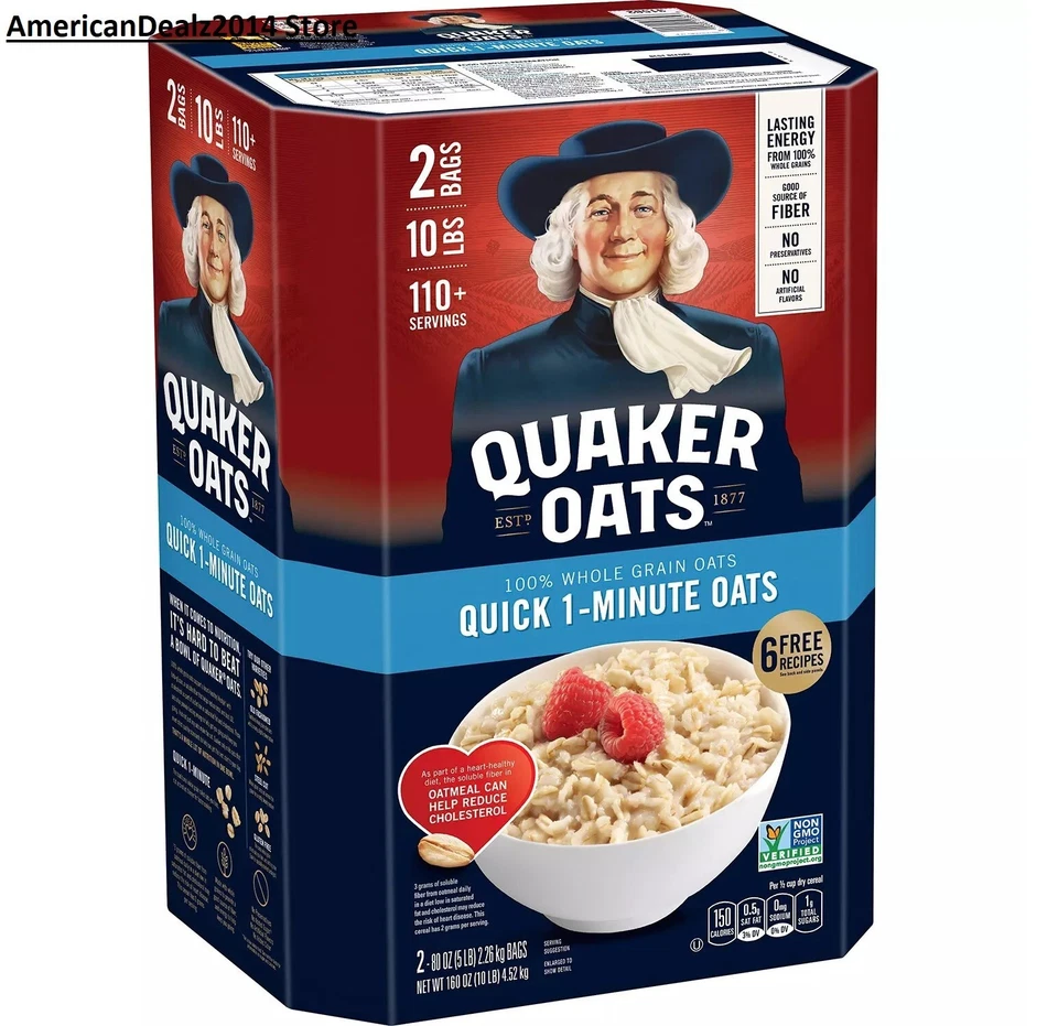 Avena rápida QUAKER OATS de 1 minuto sin OGM total 10 libras ¡¡FRESCA!! ¡ENVÍO GRATUITO!! Foto 4 de 4