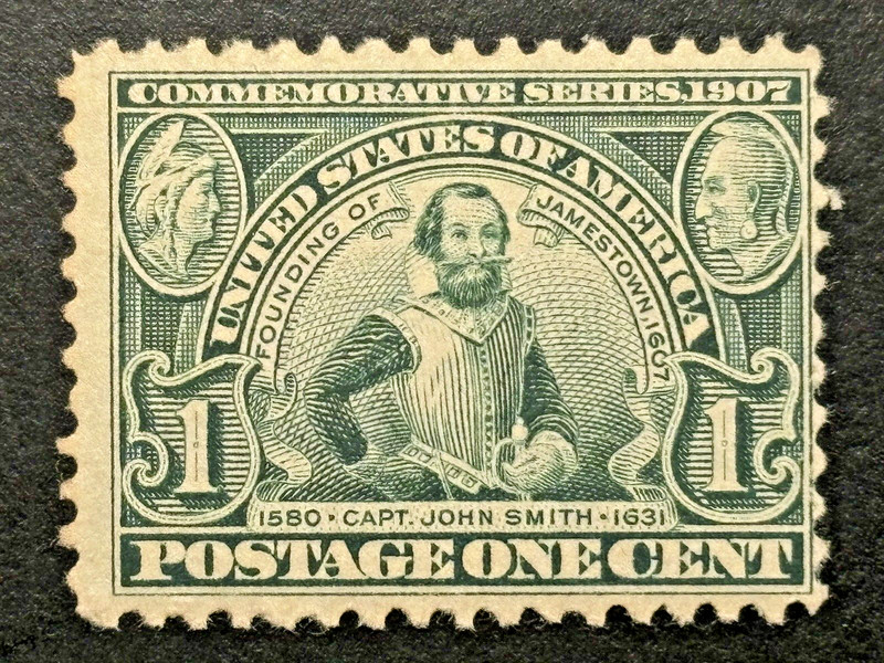 US Stamp Scott # 328 1c 1907 Jamestown Expo MNH OG SEE IMAGES!