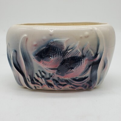 Royal Copely Fish Planter 3 1/2'' H x 6'' W x 3 2 3/4'' D Blue Pink