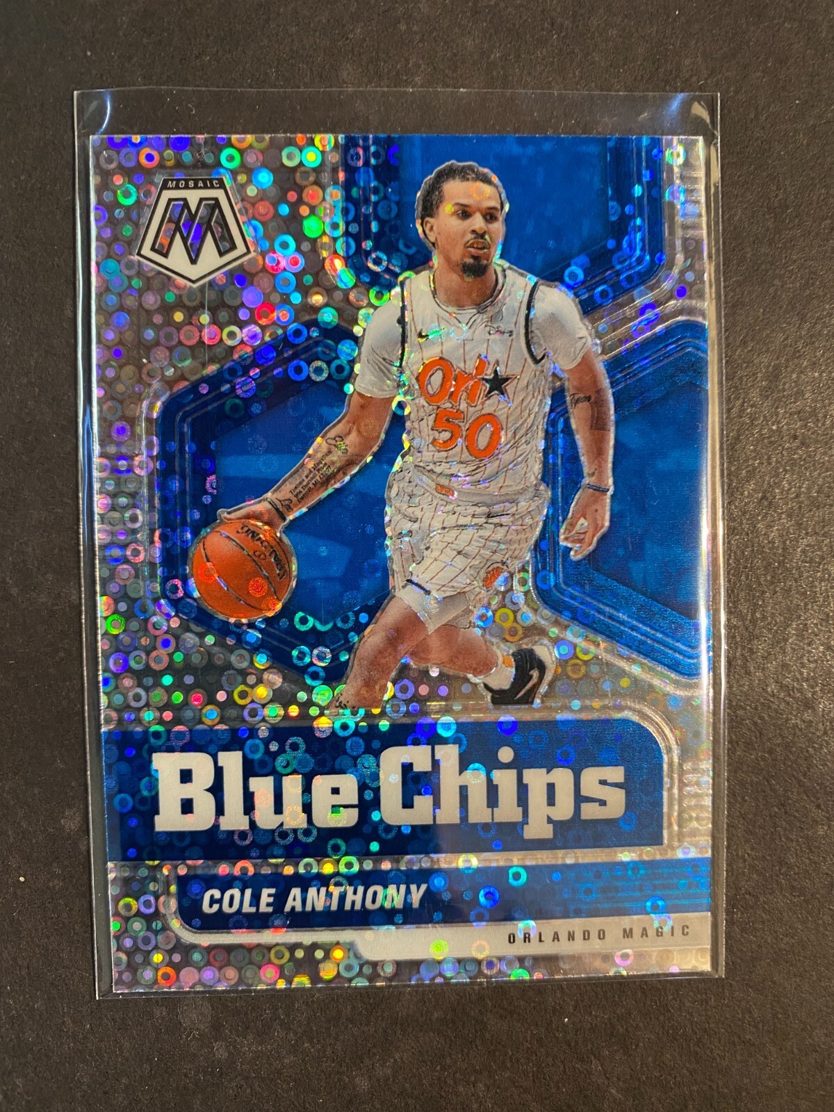 2020-21 PANINI MOSAIC COLE ANTHONY ROOKIE DISCO BLUE CHIPS MAGIC