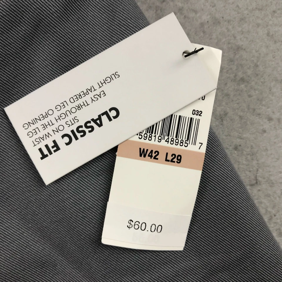 Pantalones Van Heusen Para Hombre 42X29 Gris Calce Clásico Frente Plano Sin Hierro Pierna Recta Nuevos con Etiquetas Foto 3 de 4