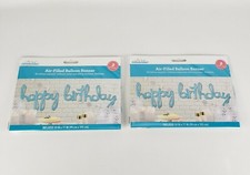  Lot of 2 Gold Happy Birthday Balloon Banner 39"x55" Air Filled W/ Straw