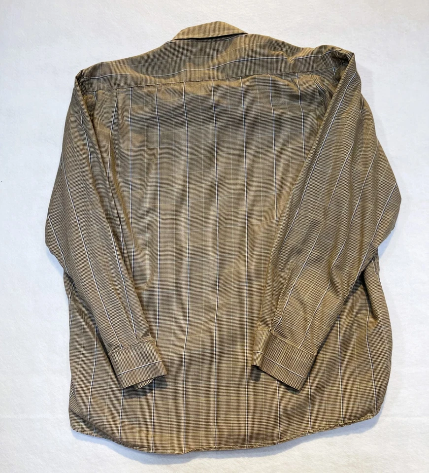 Men's John Ashford Shirt Sz XL Brown Plaid Button Down Long Sleeve 100% Cotton - Image 4 of 4