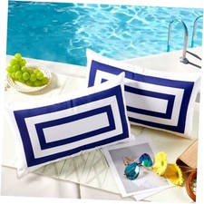 12x20 Navy Blue Frame Outdoor Lumbar Pillow 20" x 12" Pack of 2 Navy Border