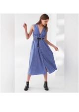 Urban Outfitters Blue Striped Sleeveless Dress Medium Nautical Minimalist