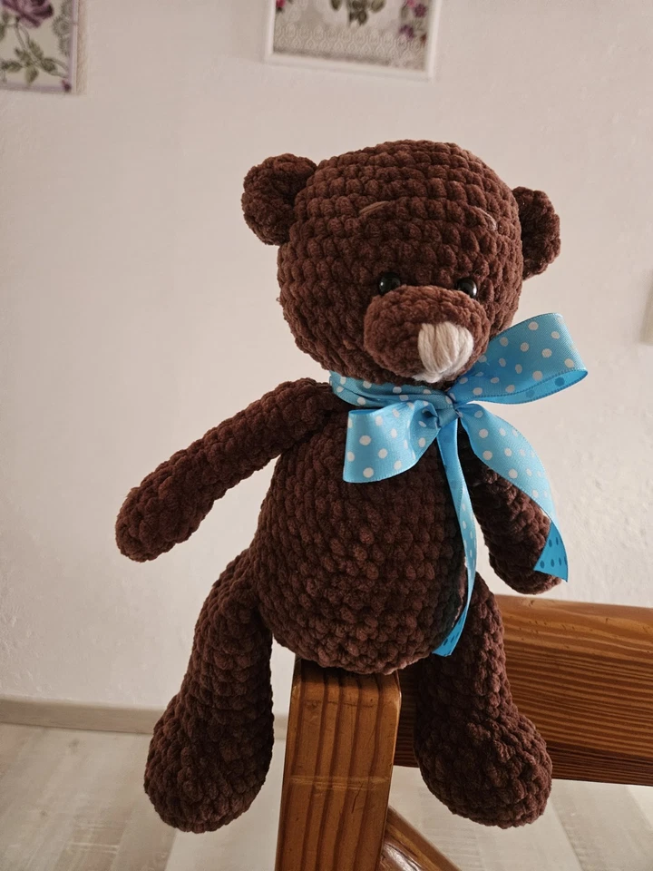 Deko Bär Teddybär Kuscheltier Plüschtier Handarbeit Gehäkelt Ein Geschenk  - Bild 3 von 4