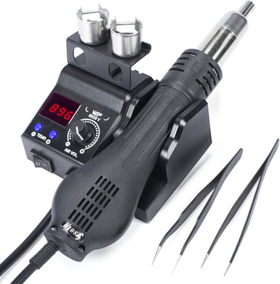 8858-V Hot Air Rework Station Kit with Compact Size, Integrated Nozzle Holder, 3