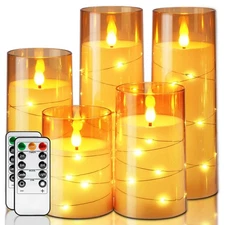 Flameless Led Candles With Remote And String Lights For Home Decor Events