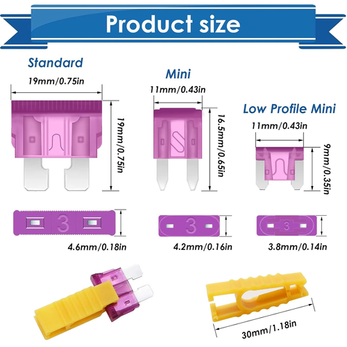 Car Fuses Assortment Kit with Fuse Puller and Circuit Tester - Standard & Mini & - Picture 3 of 12