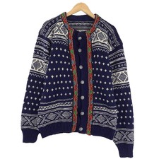 Cardigan Bleu Nordic Vintage Chaud Pour Femmes Xh4 Taille XL