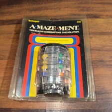 Vintage Schaper A-MAZE-MENT Ten Billion Combinations Game 1982 Cylindrical Maze