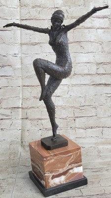 D.H.Chiparus Bronze Statue, Art Deco Dancer Sculpture `TAMARA-after the Dance`