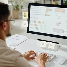 Monitor Memo Board, Transparent, Black Left and Right with Phone Holder Self-...