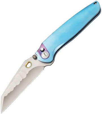 Ketuo Dirty Bird Blue Titanium M390 Folding Knife Button Lock