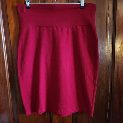Red Forever 21 Knee Length Pencil Skirt Juniors Large Stretchy