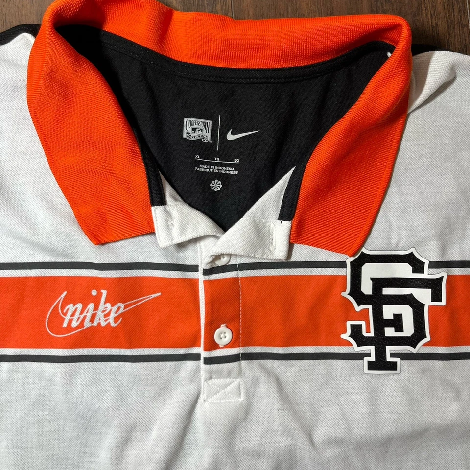 耐克 Cooperstown Collection SF 巨人 Polo 衫 XL 黑色/橙色 MLB 棒球 — 第 3/4 张图片