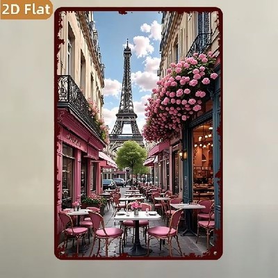 Blechschild Paris Eiffelturm Vintage Retro Metallschild TEL4859