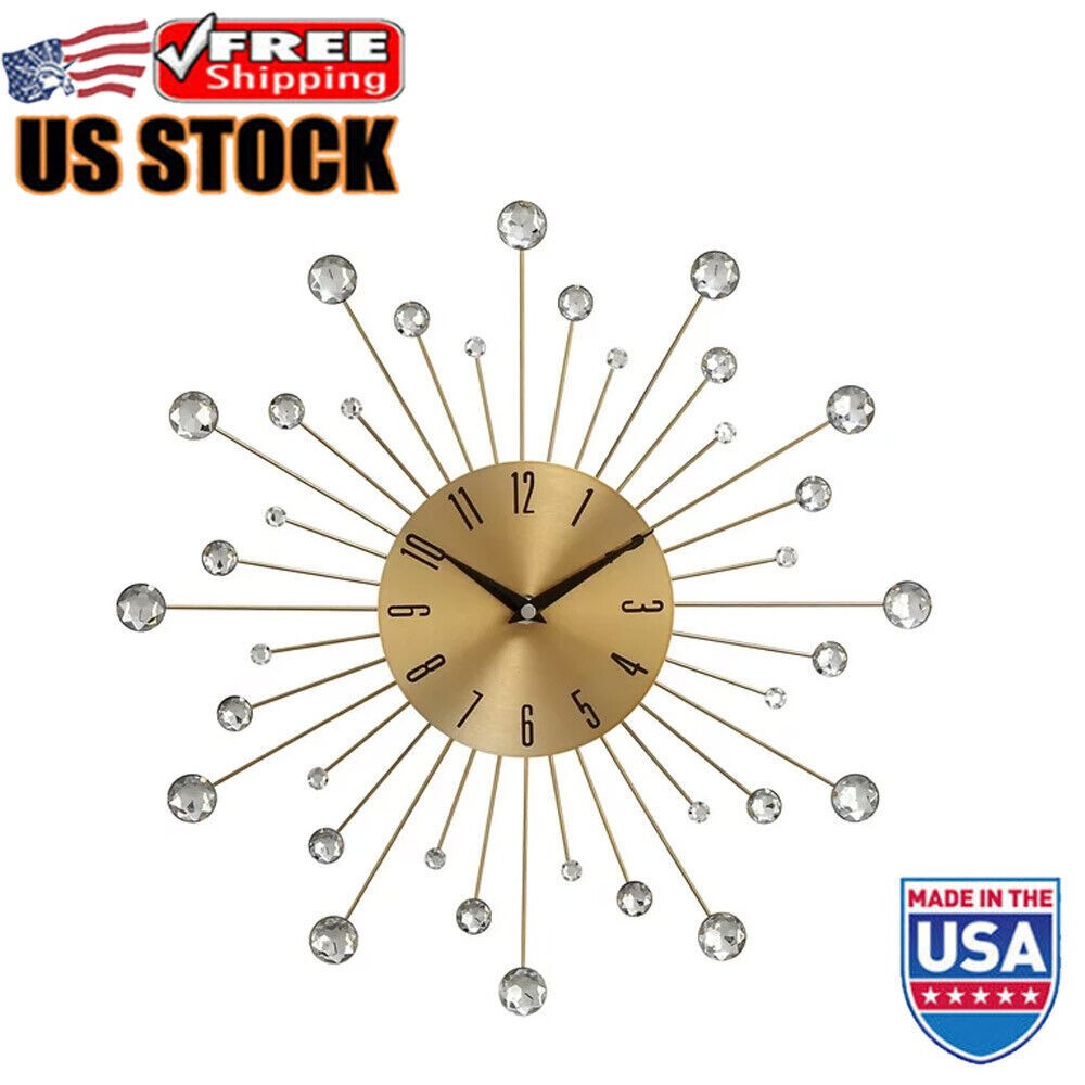 Gold Metal Glam Wall Decorative Clock Solid Iron Home Living Room Bedroom Decor