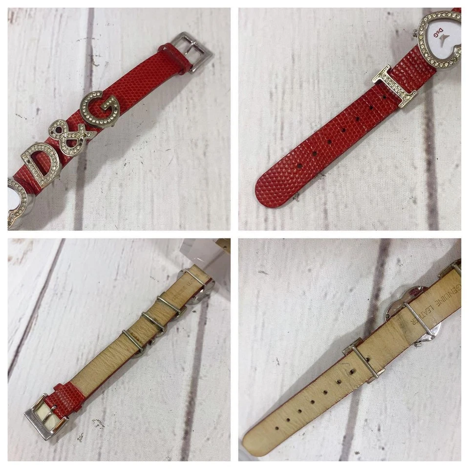 Reloj Dolce Gabbana para dama DG2664 cuarzo esfera blanca caja plateada correa roja Foto 3 de 4