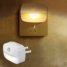 1pc LED Motion Sensor Night Light US Plug Bedside Wall Lamp - NEW