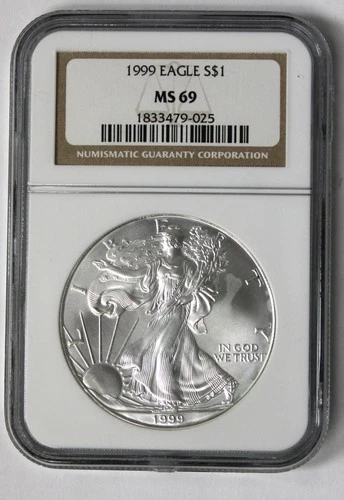 1999 American Silver Eagle - NGC MS69 - Brown Label !!