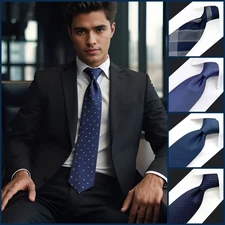 S&W SHLAX&WING Mens Tie Extra Long Necktie Paisley Solid Blue Stripes