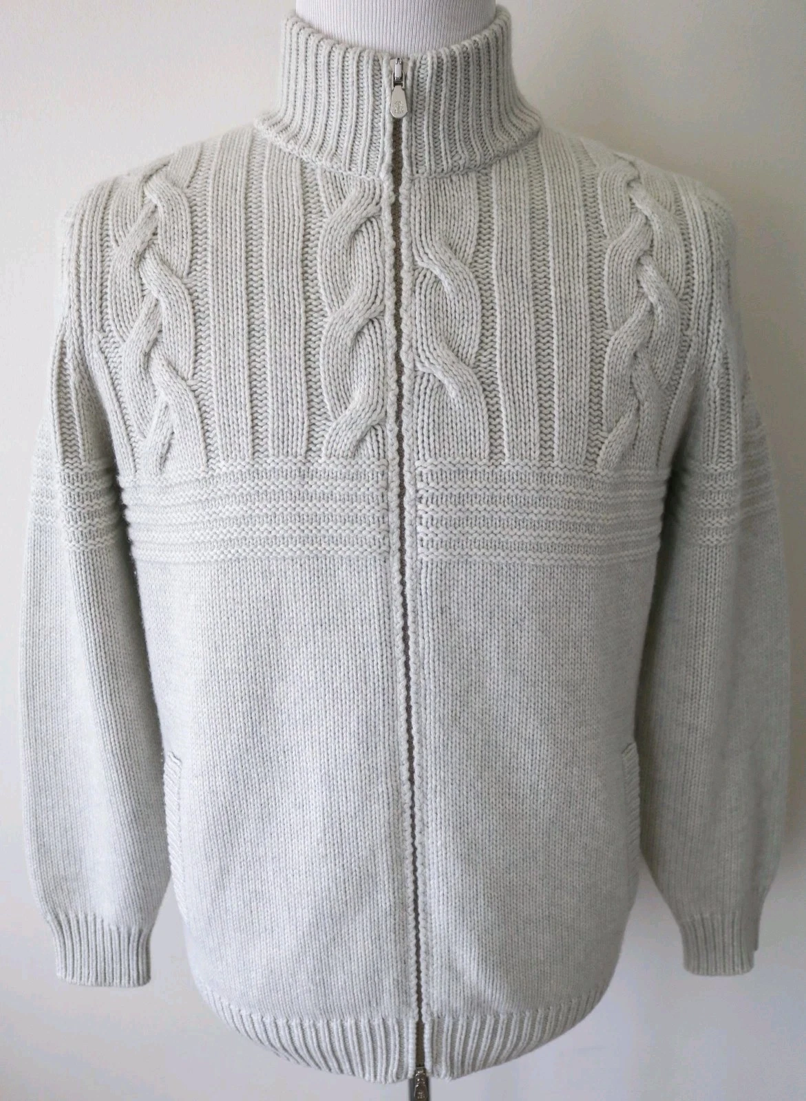 Brunello Cucinelli — BRUNELLO CUCINELLI 100% Cashmere Chunky Bomber Cardigan Sweater 52 Euro Large