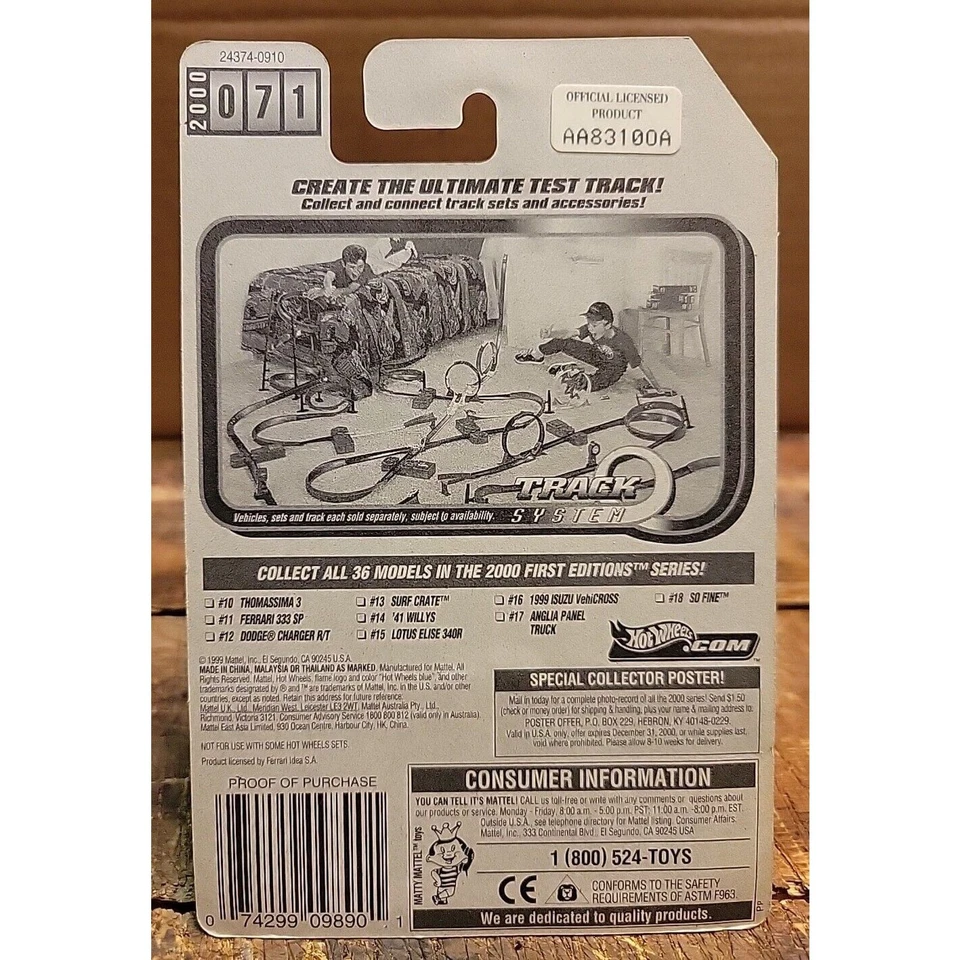 2000 Hot Wheels #071 - 2000 First Editions 11/36 - Ferrari 333 SP - Image 3 of 3