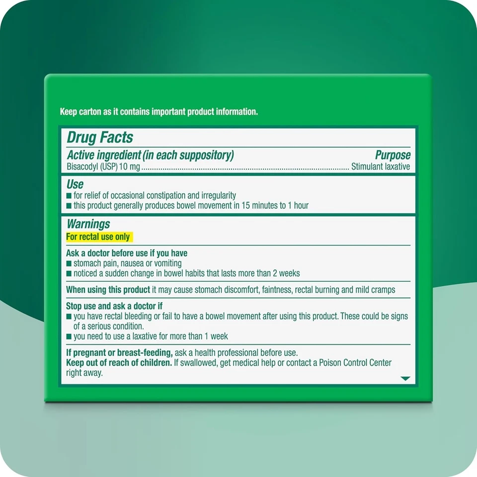 Supositorios medicados Dulcolax bisacodilo 10 mg alivio predecible 28 unidades Foto 2 de 4