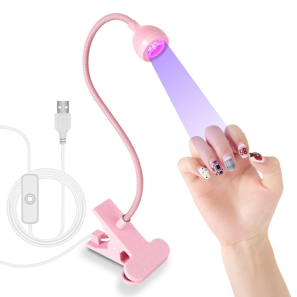 Mini luces LED para uñas secadora de manicura de gel USB lámpara UV flexible con clip escritorio