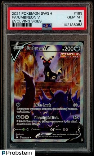 2021 Pokemon SWSH Evolving Skies #189 FA Umbreon V PSA 10 GEM MINT