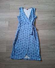 Joe Browns Mid Blue Tree Print Mock Wrap Dress Stretch Smart Office Wedding UK8