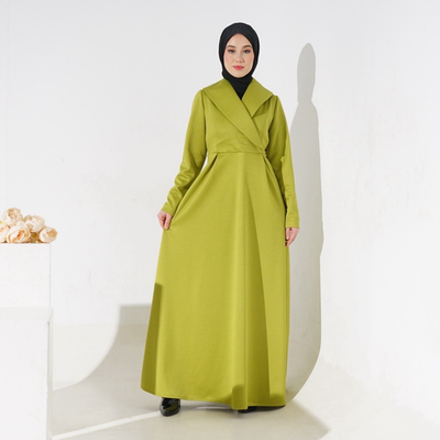 #ad Women’s Green Solid Maxi Dress One Size Collared Neck Long Sleeve Long $75.00