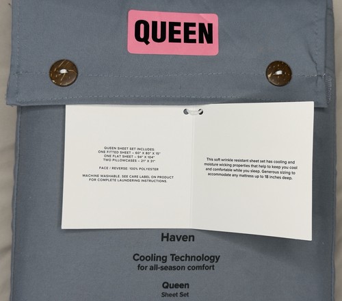 UGG "HAVEN" QUEEN SHEET SET-COOLING TECHNOLOGY ALL-SEASON COMFORT-"CHAMBRAY" - Afbeelding 3 van 7