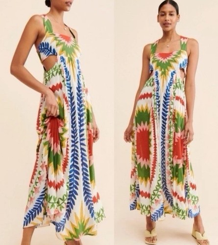 Anthropologie Incerti Bandeau Maxi Dress Artist Collab Sz Large Multicolor Boho - Picture 6 of 6