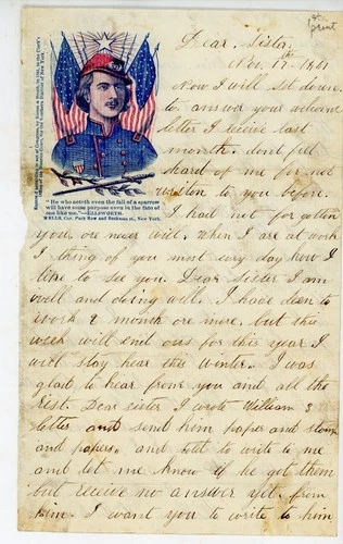 Civil War Patriotic Lettersheet Used with letter Col. Ellsworth