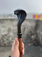 Vintage Antique Head Brass Handle Cane Wooden Walking Stick designer