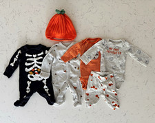 Carter's Newborn Halloween Fall Clothing Lot Bodysuits/One-Piece Pants Knit Hat
