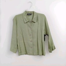 Carol Anderson Collection 100% LINEN Button Front Shirt Sz M Made in USA NWT