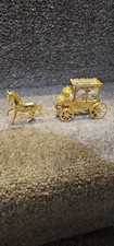Swarovski Crystal Temptations 24K Gold Plated Horse & Carriage Ornament VGC 