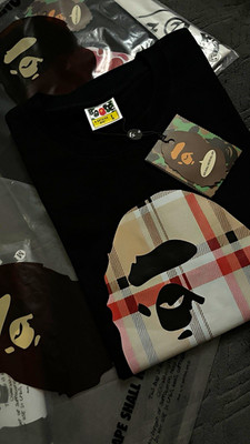 A Bathing Ape BAPE Men's Black Graphic Logo T-Shirt, Size L Regular