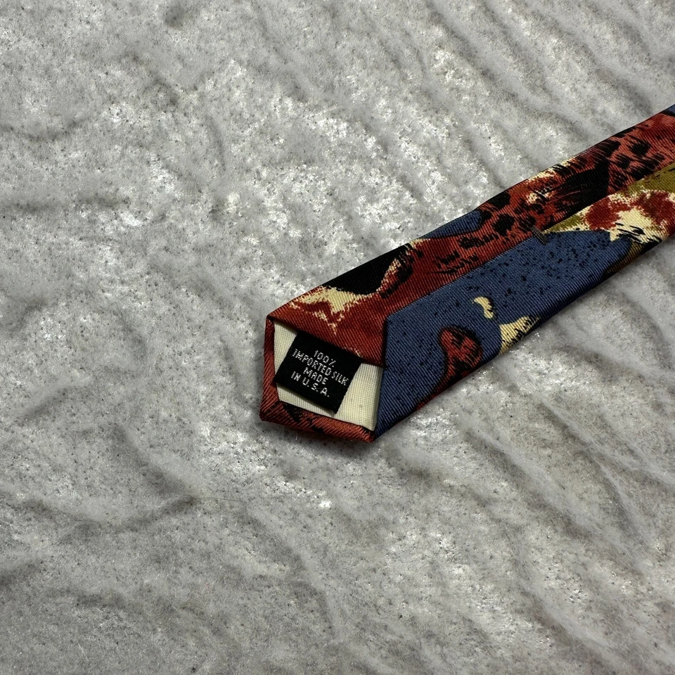 Corbata de seda abstracta vintage Enrico Coveri azul rojo colorida retro años 80 90 Foto 4 de 4