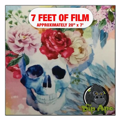Hydrographic film Large Pastel Flower Skulls hydro dipping 7' x 20'' hydro dip